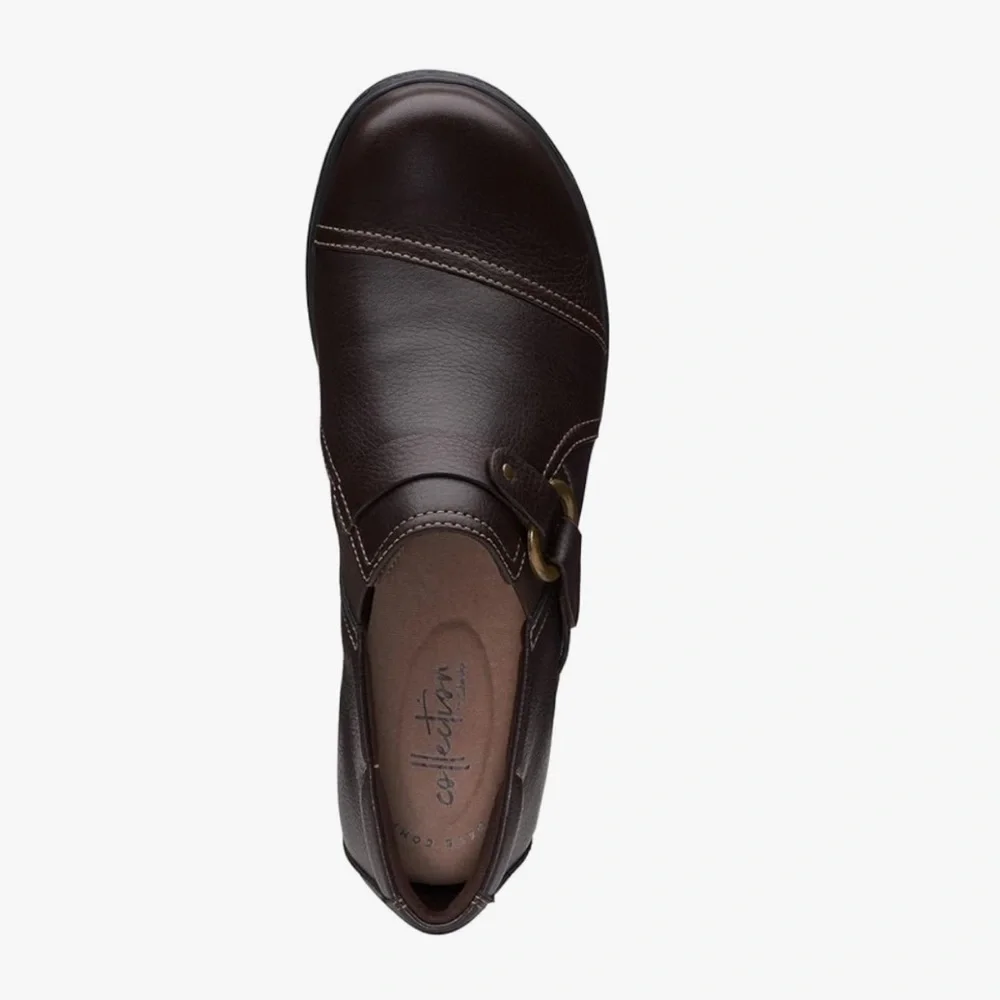 CLARKS CHEYN FAME PUMP LOFTERS DARK BROWN LEATHER 9.5